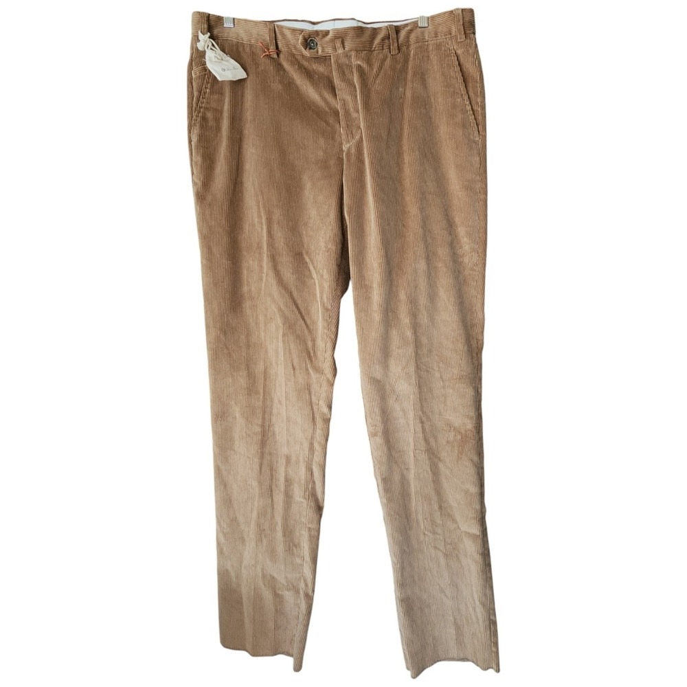 LORO PIANA Corduroy Carlo Pants Men's 56 (40x35) Brown Straight Cotton ITALY NEW
